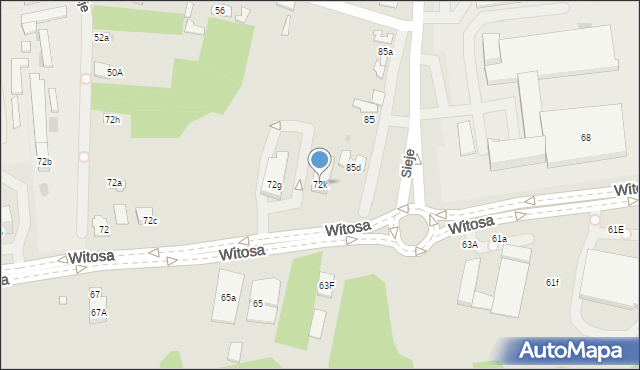 Kielce, Witosa Wincentego, 72k, mapa Kielc