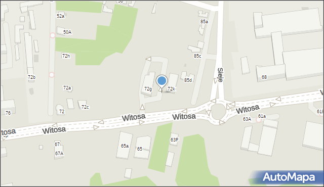Kielce, Witosa Wincentego, 75g, mapa Kielc