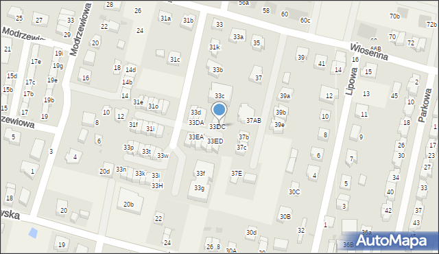 Kiełczów, Wiosenna, 33DD, mapa Kiełczów