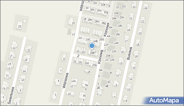 Kiełczów, Wiśniowa, 22e, mapa Kiełczów