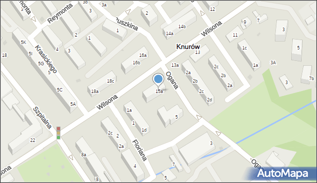 Knurów, Wilsona Thomasa Woodrowa, 15a, mapa Knurów