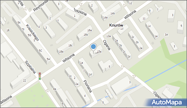 Knurów, Wilsona Thomasa Woodrowa, 15b, mapa Knurów