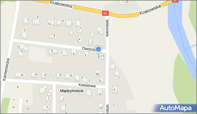 Kobiernice, Wiśniowa, 4, mapa Kobiernice