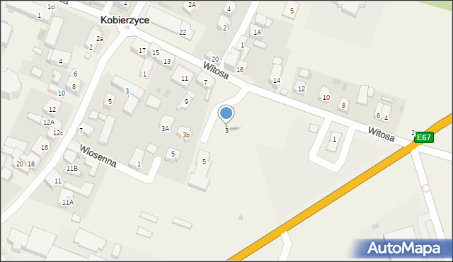 Kobierzyce, Witosa Wincentego, 3, mapa Kobierzyce
