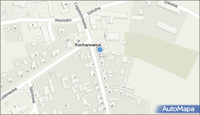 Kochanowice, Wiejska, 3, mapa Kochanowice