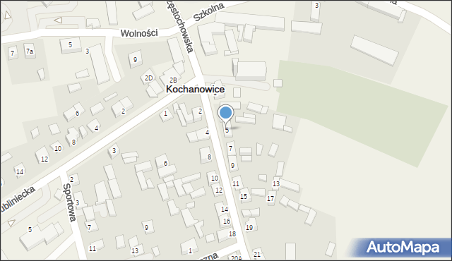 Kochanowice, Wiejska, 5, mapa Kochanowice