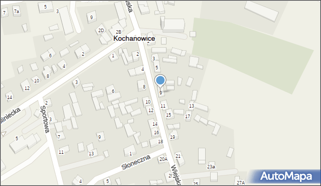 Kochanowice, Wiejska, 9, mapa Kochanowice