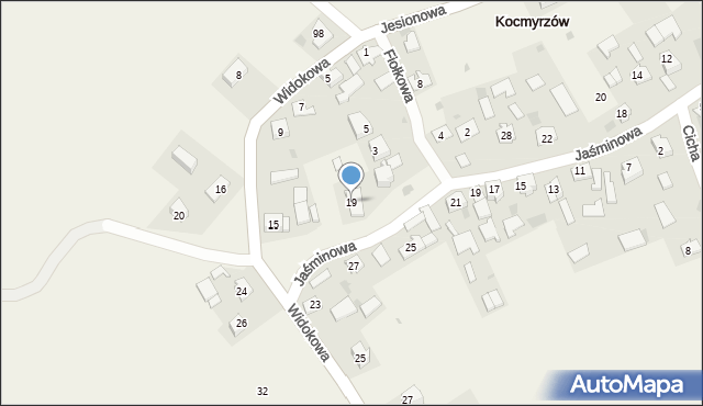 Kocmyrzów, Widokowa, 19, mapa Kocmyrzów