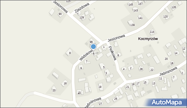 Kocmyrzów, Widokowa, 5, mapa Kocmyrzów