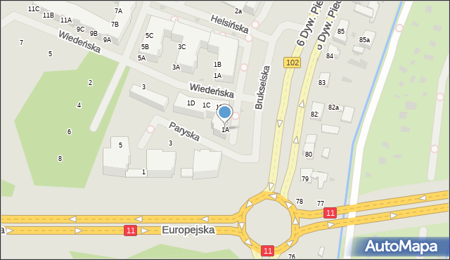Kołobrzeg, Wiedeńska, 1A, mapa Kołobrzegu