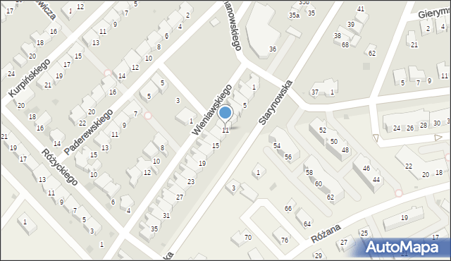 Kołobrzeg, Wieniawskiego Henryka, 11, mapa Kołobrzegu