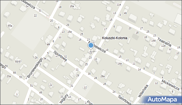 Koluszki, Wigury Stanisława, inż. pil., 21, mapa Koluszki