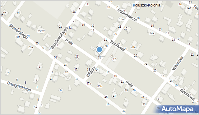 Koluszki, Wigury Stanisława, inż. pil., 31, mapa Koluszki