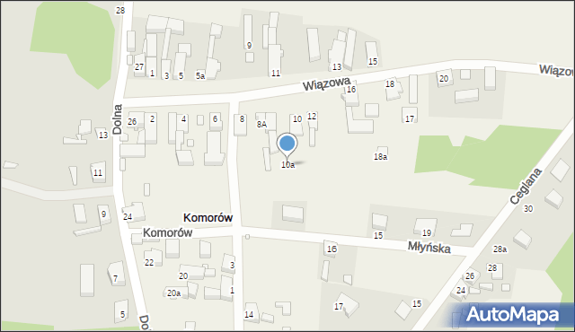 Komorów, Wiązowa, 10a, mapa Komorów