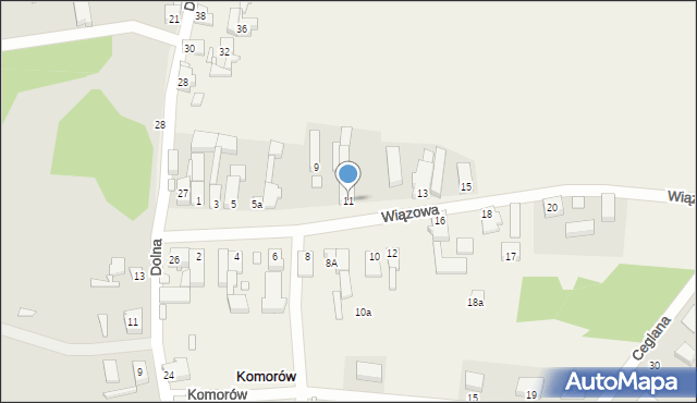 Komorów, Wiązowa, 11, mapa Komorów