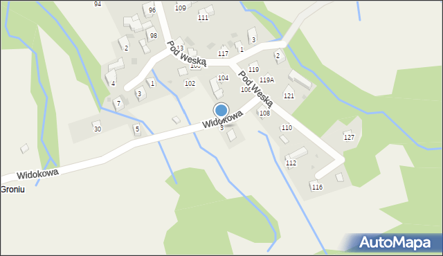 Korbielów, Widokowa, 3, mapa Korbielów