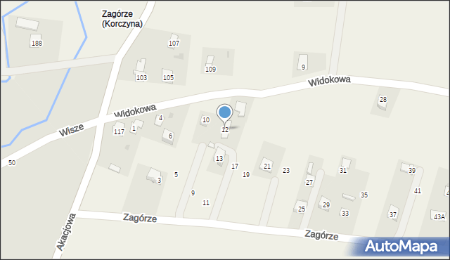 Korczyna, Widokowa, 12, mapa Korczyna