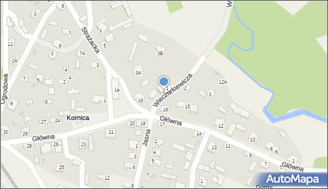 Kornica, Wieczorkiewicza Bronisława, 1A, mapa Kornica