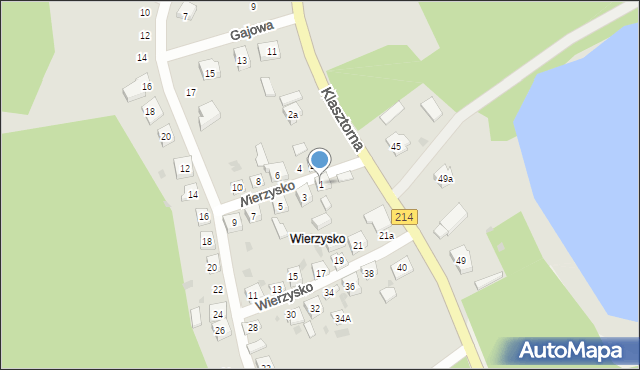 Kościerzyna, Wierzysko, 1, mapa Kościerzyna