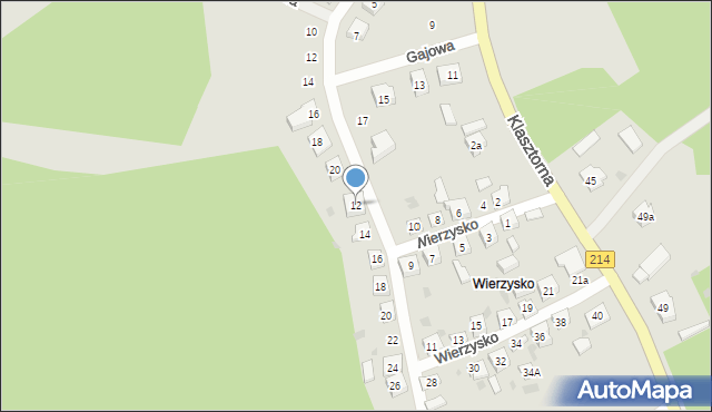 Kościerzyna, Wierzysko, 12, mapa Kościerzyna