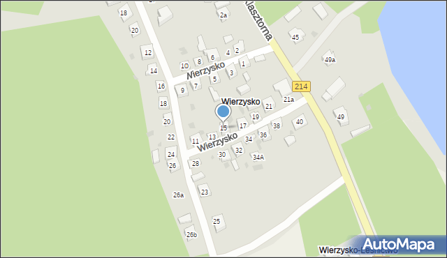 Kościerzyna, Wierzysko, 15, mapa Kościerzyna