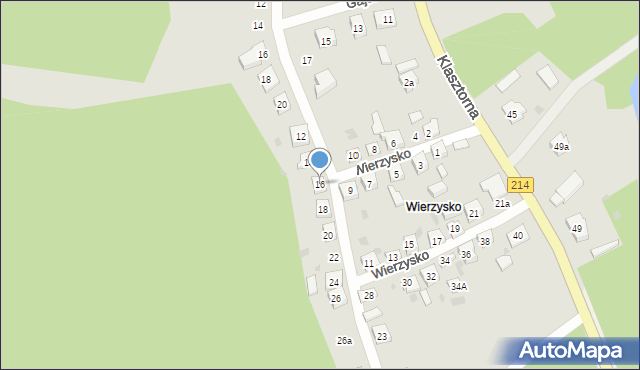 Kościerzyna, Wierzysko, 16, mapa Kościerzyna