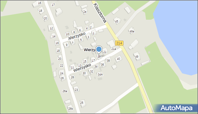 Kościerzyna, Wierzysko, 19, mapa Kościerzyna