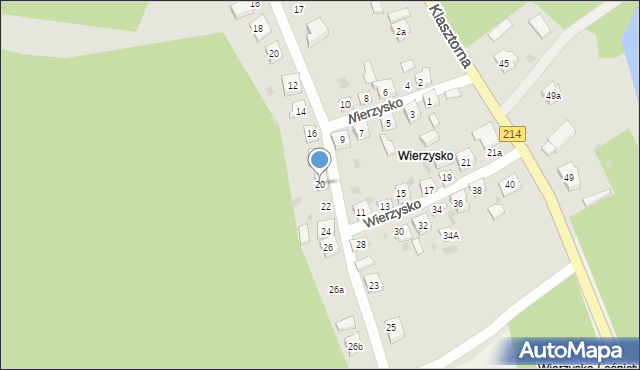 Kościerzyna, Wierzysko, 20, mapa Kościerzyna