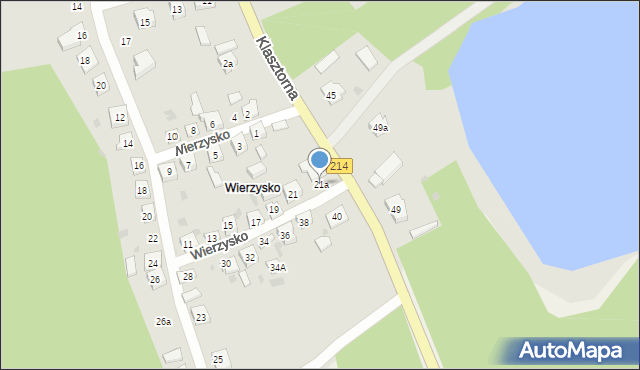 Kościerzyna, Wierzysko, 21a, mapa Kościerzyna