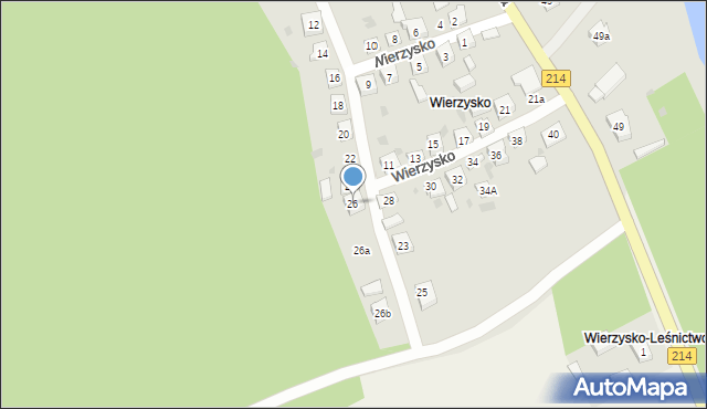 Kościerzyna, Wierzysko, 26, mapa Kościerzyna