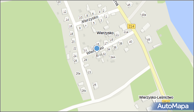 Kościerzyna, Wierzysko, 30, mapa Kościerzyna