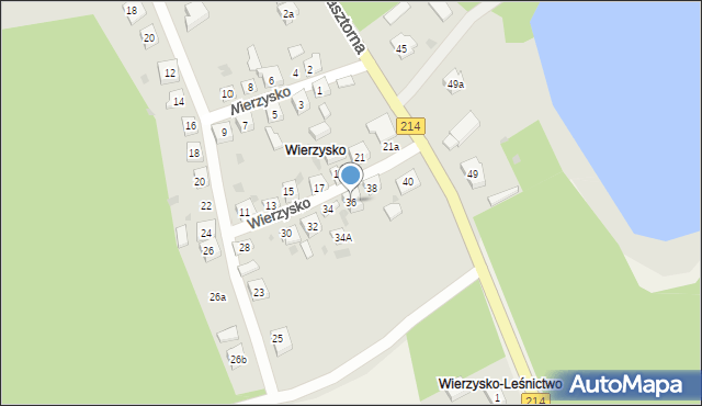 Kościerzyna, Wierzysko, 36, mapa Kościerzyna