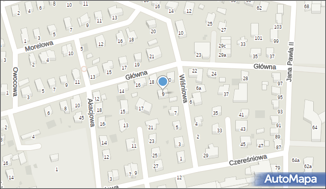 Kostrzyn nad Odrą, Wiśniowa, 9, mapa Kostrzyn nad Odrą