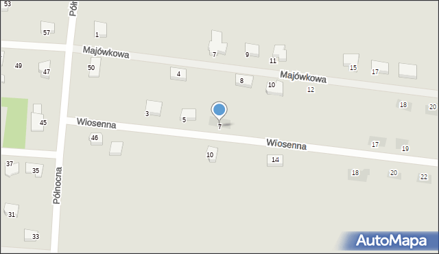 Koszalin, Wiosenna, 7, mapa Koszalina