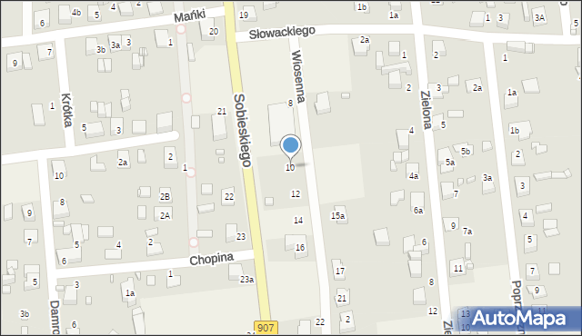 Koszęcin, Wiosenna, 10, mapa Koszęcin