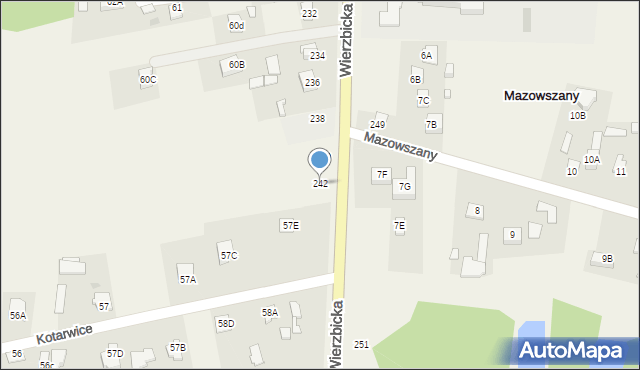 Kotarwice, Wierzbicka, 242, mapa Kotarwice