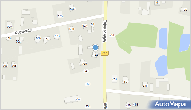 Kotarwice, Wierzbicka, 244, mapa Kotarwice