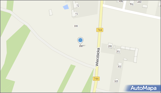 Kotarwice, Wierzbicka, 308, mapa Kotarwice