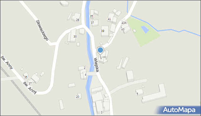 Kowary, Wiejska, 1, mapa Kowary