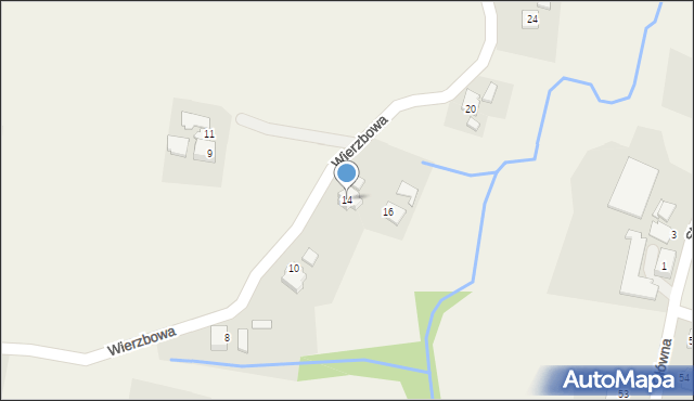 Kozakowice Dolne, Wierzbowa, 14, mapa Kozakowice Dolne