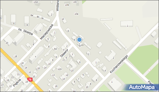 Kozienice, Wiślana, 4, mapa Kozienice