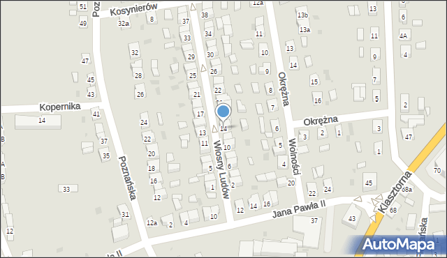 Koźmin Wielkopolski, Wiosny Ludów, 14, mapa Koźmin Wielkopolski