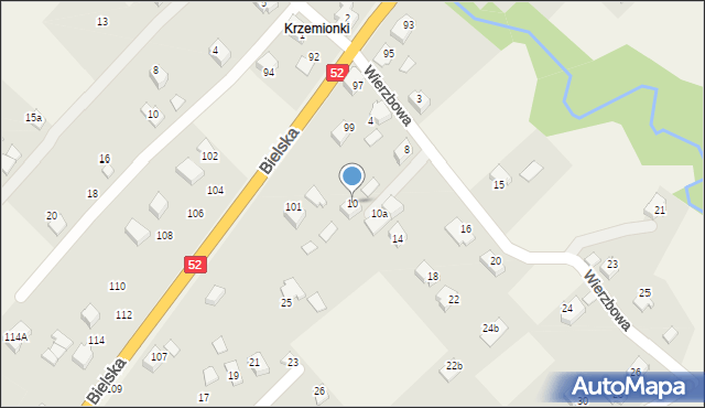 Kozy, Wierzbowa, 10, mapa Kozy