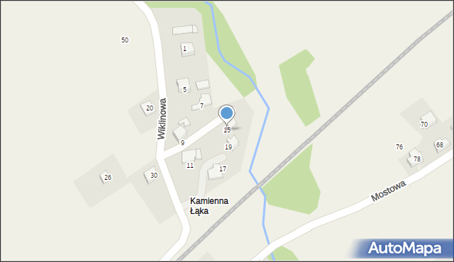 Kozy, Wiklinowa, 15, mapa Kozy