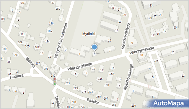 Kraków, Wierzyńskiego Kazimierza, 5, mapa Krakowa