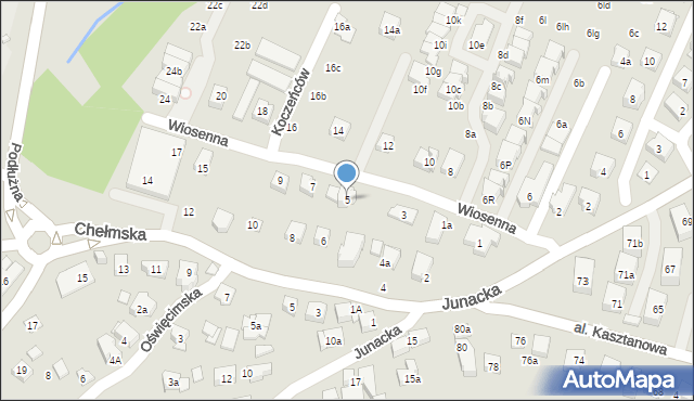 Kraków, Wiosenna, 5, mapa Krakowa