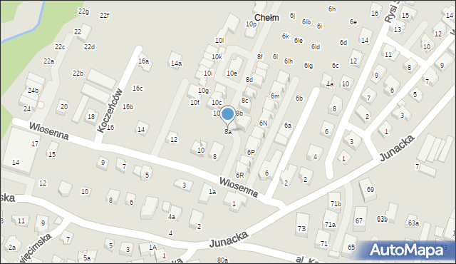 Kraków, Wiosenna, 8a, mapa Krakowa