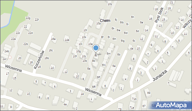 Kraków, Wiosenna, 8c, mapa Krakowa