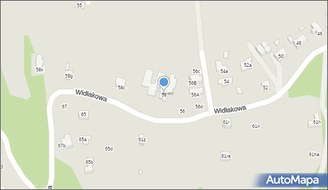 Kraków, Widłakowa, 58, mapa Krakowa