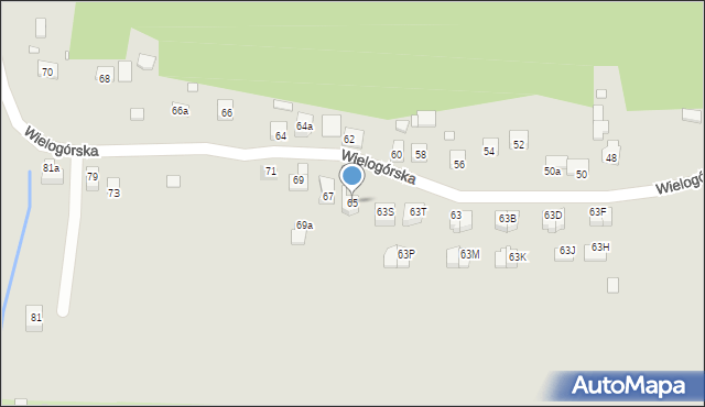 Kraków, Wielogórska, 65, mapa Krakowa